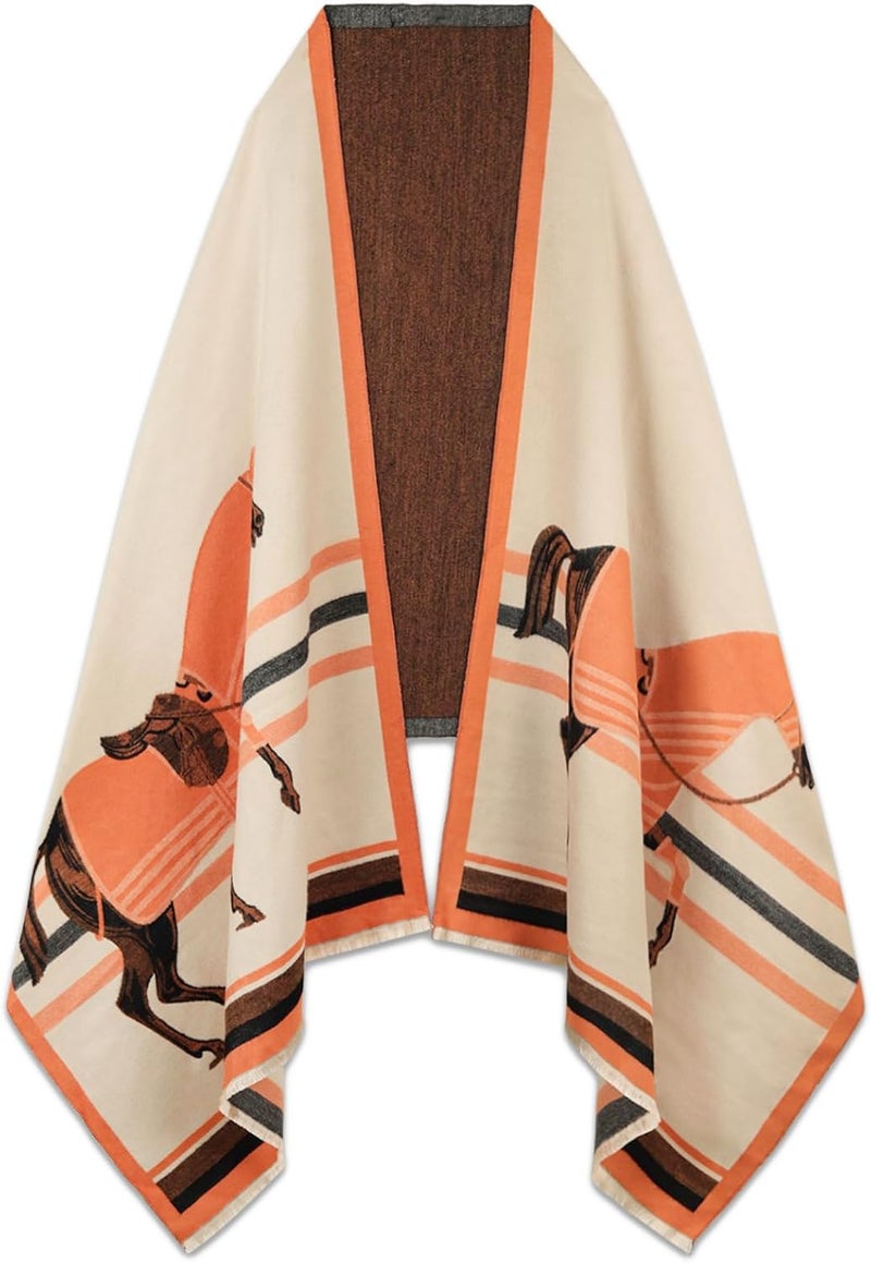 EXTREE Scarfs for Women Pashmina Silky Shawl Wrap for Evening Dressing Blanket Open Front Poncho Cape - Image 1